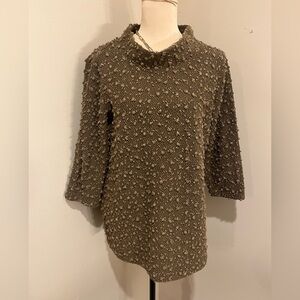 Uncle Frank Popcorn Textured Brown Sweater with 3/4 Sleeves, size Large